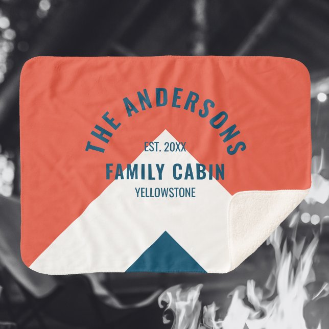 Familienhaus Personalisiert Name Red Navy Retro Sherpadecke (Von Creator hochgeladen)