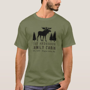 Familienhaus Rustikale Silhouette Elche Pinienbäu T-Shirt