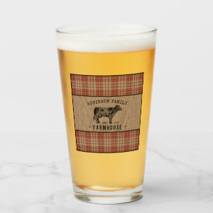 Familienhaus Rustikales Kuh Red Kariert Burlap Glas
