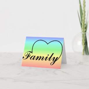 Familienherz auf Regenbogenschein-Karte