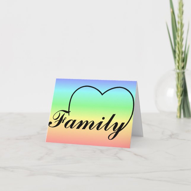 Familienherz auf Regenbogenschein-Karte (Vorderseite)