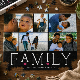 Familienherz-Typografie Schwarzes Foto