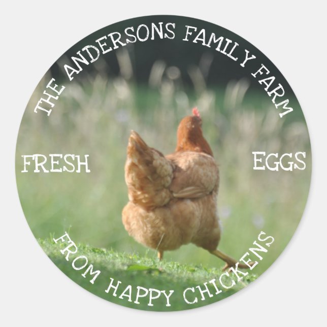 Familienhof Custom Funny Hühnchen Foto Bauern Runder Aufkleber (Vorderseite)