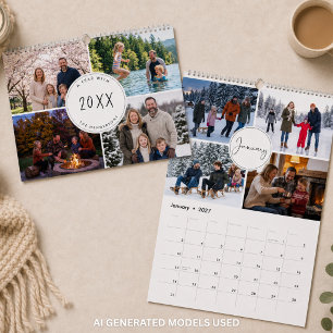 Familienindividuelle moderne Schrift-Fotocollage Kalender