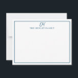 Familieninitial Blau-Rand-Monogramm-Briefpapier Mitteilungskarte<br><div class="desc">Dieses Design enthält einen dünnen doppelten Rahmen mit Platz für einen Familienanfangsbuchstaben und Familiennamen. Klicken Sie auf die Schaltfläche "Anpassen", wenn Sie die Designelemente anpassen und/oder den Text weiter ändern möchten! Variationen dieses Designs, zusätzliche Farben sowie passende Produkte sind in unserem Shop erhältlich, zazzle.com/store/doodlelulu. Kontaktieren Sie uns, wenn Sie dieses...</div>