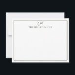 Familieninitialien Grüne Umrandung Monogrammpapier Mitteilungskarte<br><div class="desc">Dieses Design enthält einen dünnen doppelten Rahmen mit Platz für einen Familienanfangsbuchstaben und Familiennamen. Klicken Sie auf die Schaltfläche "Anpassen", wenn Sie die Designelemente anpassen und / oder den Text weiter ändern möchten! Variationen dieses Designs, zusätzliche Farben sowie abgestimmte Produkte sind in unserem Shop erhältlich, zazzle.com/store/doodlelulu. Kontaktieren Sie uns, wenn...</div>