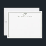Familieninitialien Grüne Umrandung Monogrammpapier Mitteilungskarte<br><div class="desc">Dieses Design enthält einen dünnen doppelten Rahmen mit Platz für einen Familienanfangsbuchstaben und Familiennamen. Klicken Sie auf die Schaltfläche "Anpassen", wenn Sie die Designelemente anpassen und / oder den Text weiter ändern möchten! Variationen dieses Designs, zusätzliche Farben sowie abgestimmte Produkte sind in unserem Shop erhältlich, zazzle.com/store/doodlelulu. Kontaktieren Sie uns, wenn...</div>