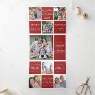 Familienjahr in Review-Fotos Tri-Fold-Urlaubskarte Dreifach Gefaltete Urlaubskarte
