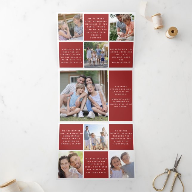 Familienjahr in Review-Fotos Tri-Fold-Urlaubskarte Dreifach Gefaltete Urlaubskarte (Innenseite)