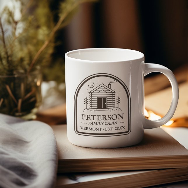Familienkabine Rustikale Holzdekoration Personalis Kaffeetasse (Custom Family Cabin Decor Personalized Mug Rustic Vintage Retro Forest Pine Trees )