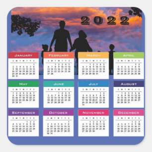 Familienkalender 2022 quadratischer aufkleber