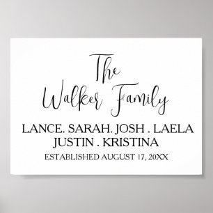Familienkinder Nachname Modernes Hochzeitdatum Ges Poster