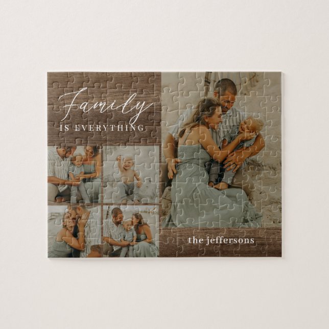 Familienkollage Rustikales modernes Personalisiert (Horizontal)