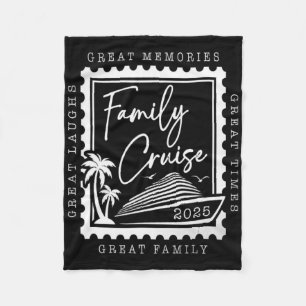 Familienkreuzfahrt 2025 Reise Retro Stempel Famili Fleecedecke