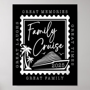Familienkreuzfahrt 2025 Reise Retro Stempel Famili Poster