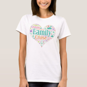 Familienkreuzfahrt 2026 Retro Pastell Herz T-Shirt
