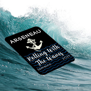 Familienkreuzfahrt Anker Schwarzes Türschild Perso Magnet