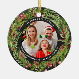 Familienkreuzkranz Foto Weihnachtsschwarz Keramik Ornament