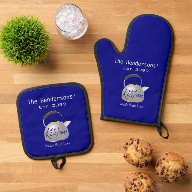 Familienküche Ofenhandschuh & Topflappen-Set (Oben Unten)