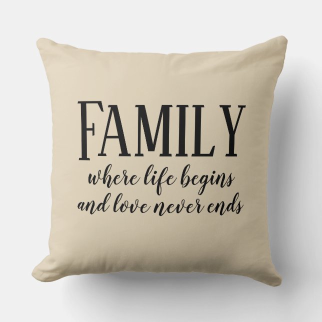 Familienleben fängt Liebe beendet nie Throw-Kissen Kissen (Vorderseite)