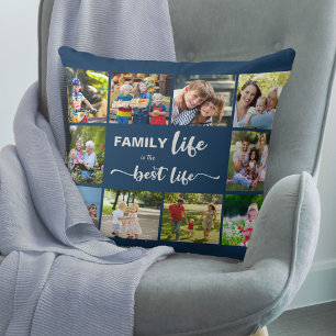 Familienleben ist das Best Life Blue Gray 10 Foto Kissen