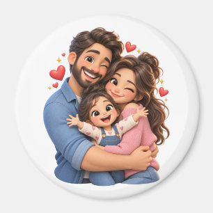 Familienliebe – Süße 3D-Cartoon-Magnete  Magnet