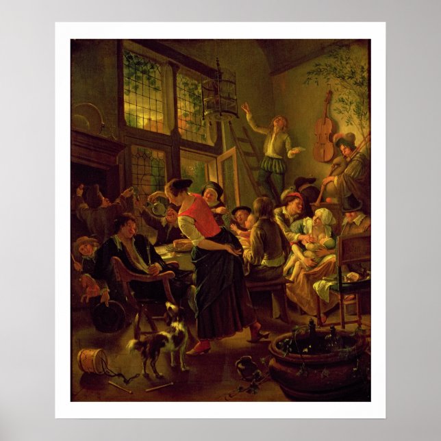 Familienmahlzeit (Öl auf Leinwand) Poster (Vorne)