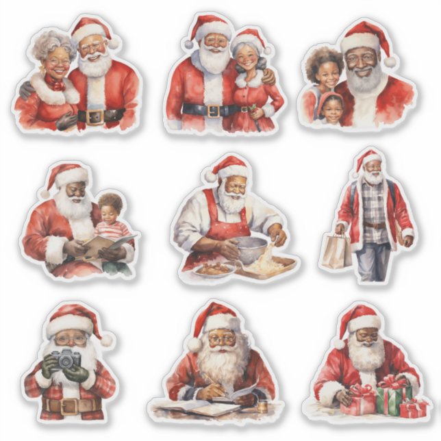 Familienmann Black Santa Claus Aufkleber (Vorderseite)