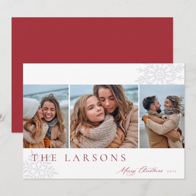 Familienmarquee | Frohe Weihnachten Drei Foto (Vorne/Hinten)