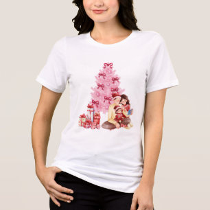 Familienmoment am rosa Weihnachtsbaum #Weihnachten Tri-Blend Shirt