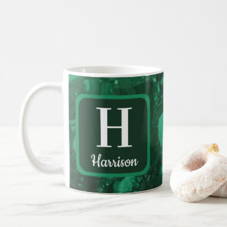 Familienmonogramm Marmoriert Grüner Edelstein Kaffeetasse