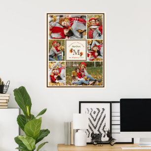 Familienmonogramm mit 6 Fotos zum Erntedankfest un Poster