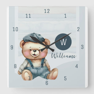Familienmonogramm-Wanduhr Quadratische Wanduhr