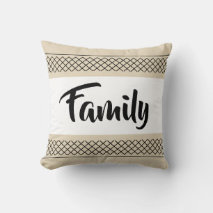 Familienmusterdruck stilvolle Typografie Beige Kissen
