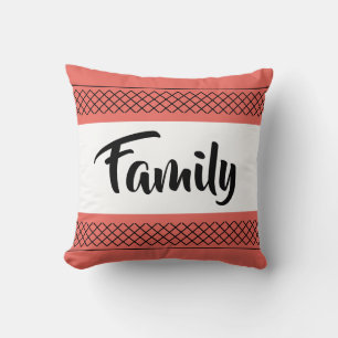 Familienmusterdruck stilvolle Typografie Koralle Kissen