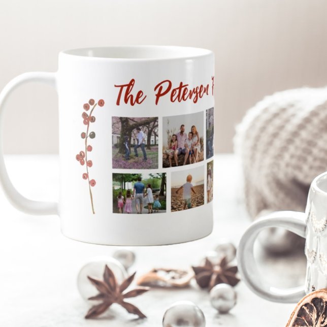 Familienname 10 Foto Collage Frohe Weihnachten Kaffeetasse (Von Creator hochgeladen)