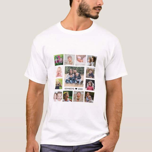 Familienname 13 Foto Collage T-Shirt (Vorderseite)