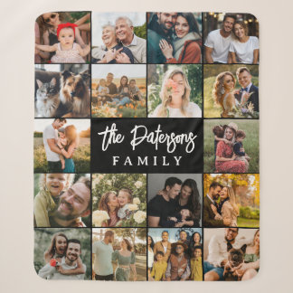 Familienname 18 Foto-Collage modern elegant schwar Sherpadecke