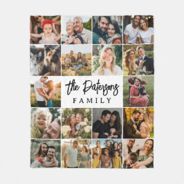 Familienname 18 Foto Collage Modernes, elegantes S Fleecedecke
