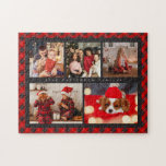 Familienname 5 FotoCollage Rot Kariert Moderne<br><div class="desc">Familienname 5 Foto Collage Red Kariert Modern Jigsaw Puzzle bietet eine Foto-Collage von fünf Ihrer Lieblings-Fotos mit Ihrem personalisierten Familiennamen in elegantem, weißem Drehbuch auf einem karierten Hintergrund. Personalisieren Sie den Text durch Bearbeiten in den bereitgestellten Textfeldern. Perfektes Geschenk zum Geburtstag, Weihnachten, Muttertag, Vatertag, Großeltern, Schwesterchen, Cousins, besten Freunden und...</div>