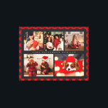 Familienname 5 FotoCollage Rot Kariert Moderne Leinwanddruck<br><div class="desc">Familienname 5 Foto Collage Red Kariert Modern Canvas Print verfügt über eine Collage aus fünf Ihrer Lieblings-Fotos mit Ihrem personalisierten Familiennamen in elegantem, weißem Schrift auf einem karierten Hintergrund. Personalisieren Sie den Text durch Bearbeiten in den bereitgestellten Textfeldern. Perfektes Geschenk zum Geburtstag, Weihnachten, Muttertag, Vatertag, Großeltern, Schwesterchen, Cousins, besten Freunden...</div>