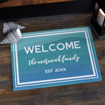 Familienname Aquamarine Wasserfarbenwaagen Willkom