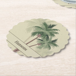Familienname auf der Vintagen Palmbaumskala Untersetzer