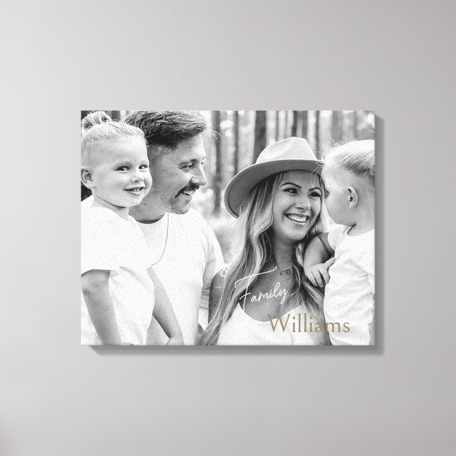 Familienname B/W Portrait Groß Leinwanddruck (Vorderseite)