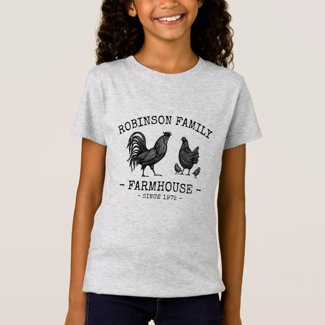 Familienname Bauernhof Hen Chicks Rooster T-Shirt (Vorderseite)