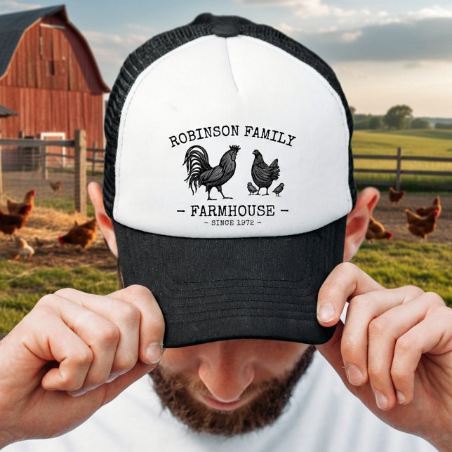 Familienname Bauernhof Hen Chicks Rooster Truckerkappe (Von Creator hochgeladen)