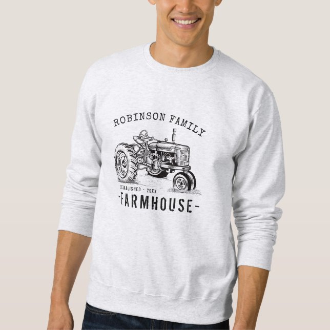 Familienname Bauernhof Rustikaler Vintager Traktor Sweatshirt (Vorderseite)