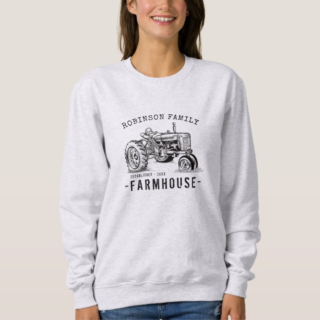 Familienname Bauernhof Rustikaler Vintager Traktor Sweatshirt (Vorderseite)