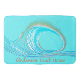 Familienname Beach House Aquamarin Ocean Wave Badematte