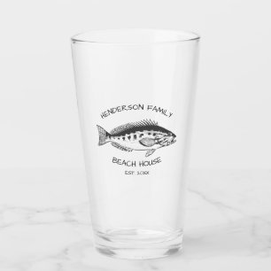 Familienname Beach House Fisch Glas
